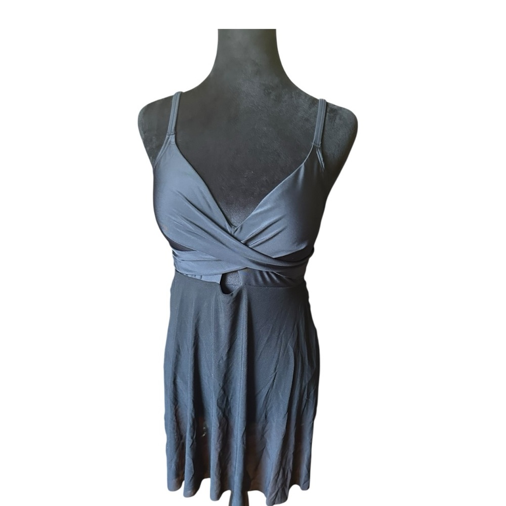 B2prity One-Piece Black Swim Dress Wrap Mesh Cutout – Size M NWT - Picture 4 of 13